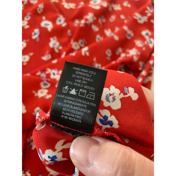 Pleione womens xxl 2x casual red floral cap sleeve blouse short sleeve business - Picture 8 of 9